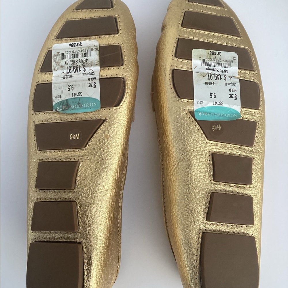 Tory Burch Gold Leather Flats 9.5 New